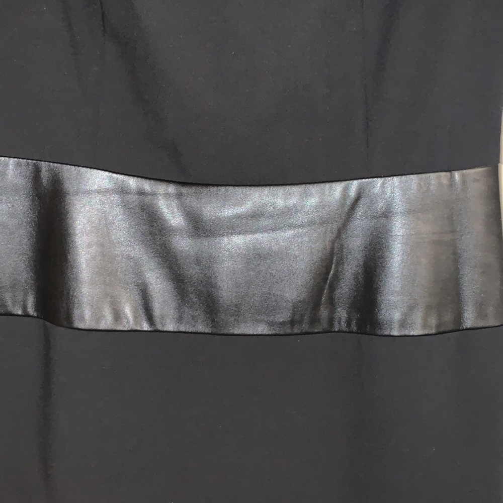 Calvin Klein Black Faux Leather Stripes Lined Sheath Dress - Picture 5 of 10